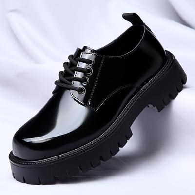Fashion Luxury Brand Thick Soled Men Oxford Shoes Fashion Designer Leather Shoes Round Head Wedding Men's Business Lace Up Leather Shoes