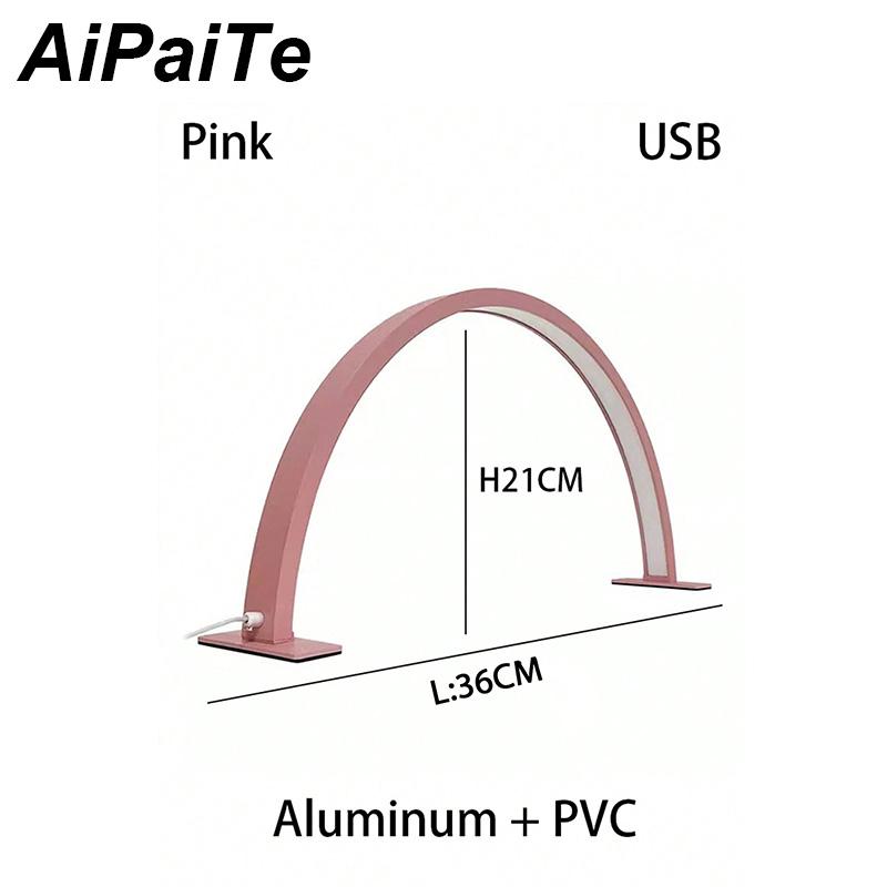 White/Pink Half Moon LED USB Push Plug Desk Lamp Semi Monthly Lighting Fixture for Beauty Salon nail,Vanity,supplement Light