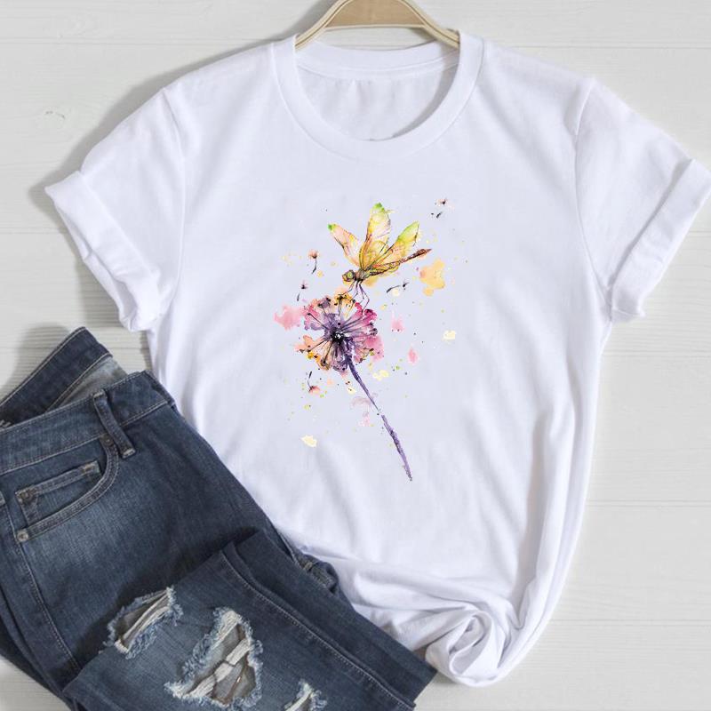 Dandelion Ins Casual Printed Europe and The United States Clothing Top Shortsleeved Tshirt Graphic T Shirts Women Clothing