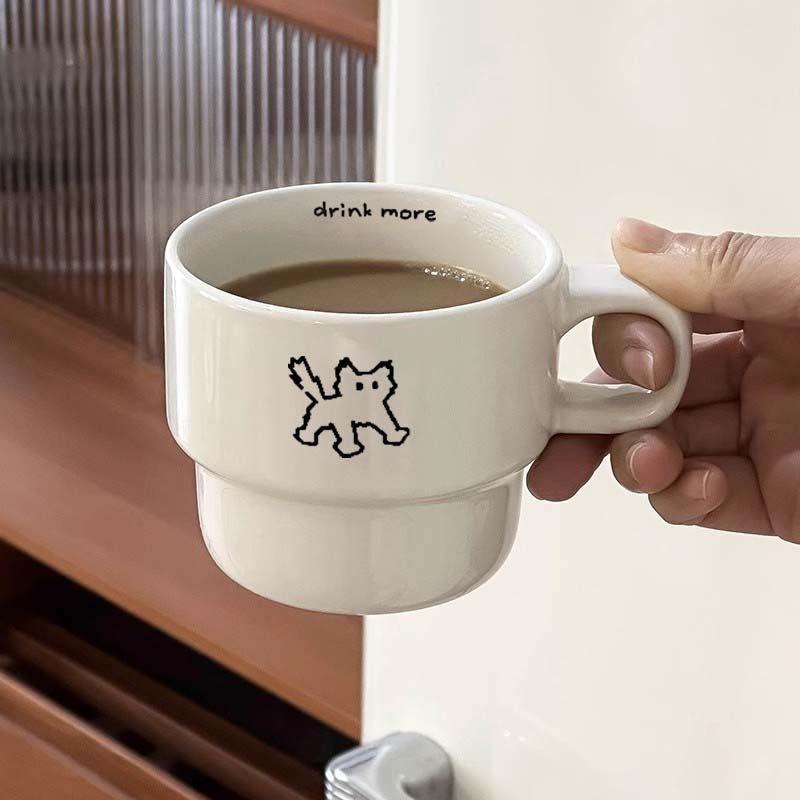 Simple Stacked Cups Puppy Cup Kitten Cups Windy Appearance Mug Coffee Cup Water Cup Couple