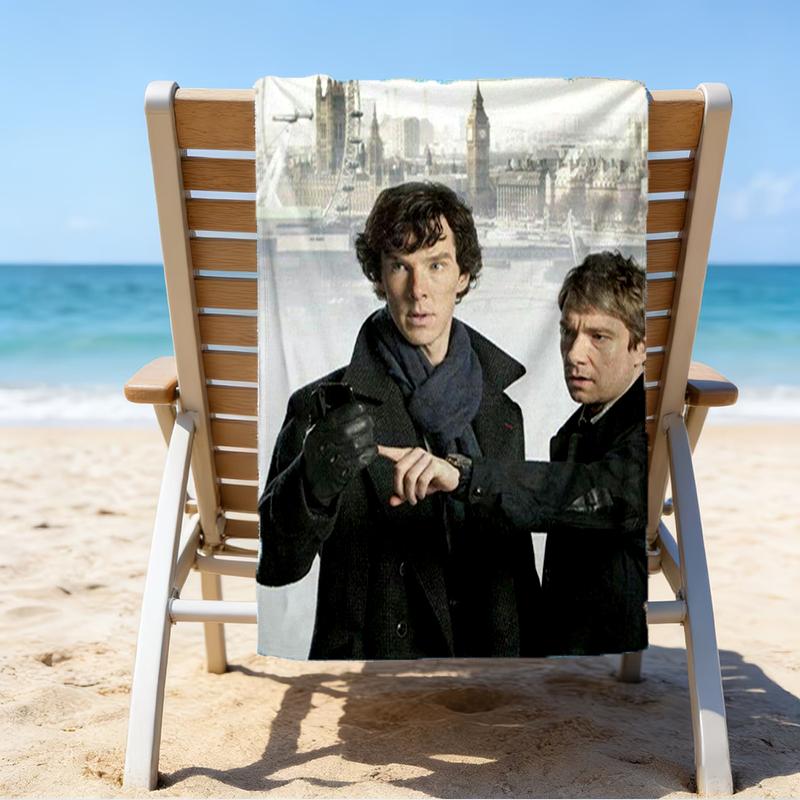 Ultra-Soft Beach Towel with Sherlock Holmes Theme,Ideal for Pool - Camping, Diving - Perfect Travel Essential, Vibrant Beach Towel.