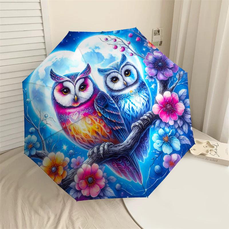 

1PC Owl Heart Umbrella-8-Rib Reinforced, Automatic Open, Lightweight & Durable, Cute Fashion Accessory for Outdoor-F2668