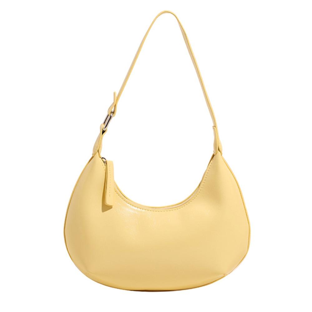 Candy Color Moon Underarm Bag Solid Color Women's Hobo Bag Casual Pu Leather Shoulder Bag  Girl