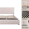 Letto imbottito 140*200, letto matrimoniale con contenitore sollevabile idraulicamente, testiera, rete a doghe metallica, tessuto in velluto, bianco crema