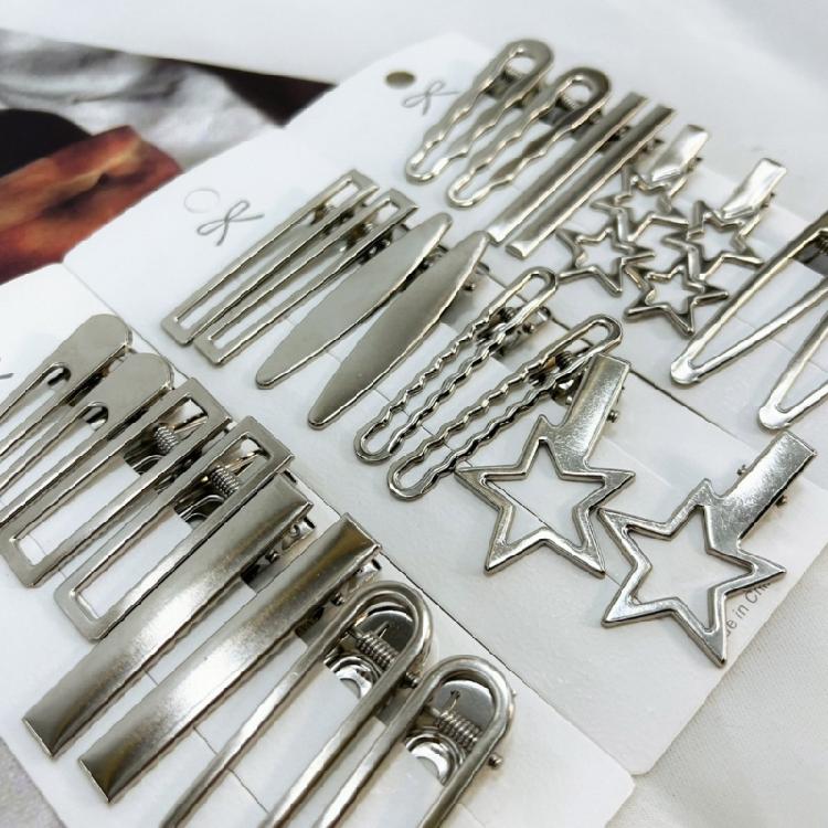 24Pieces Star Hair Clip Japanese 2000s Hairpin Side Barrette Anime Duckbill Clip Female Hair Shaping Decoration for Daily
