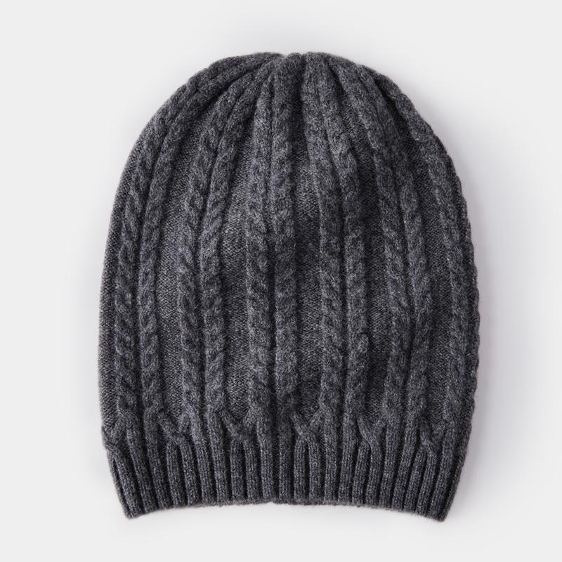 Fashion Luxury Plaid Pattern Ribbed Knitted Hat Winter Custom Logo 100% Wool Warm Women's Adult