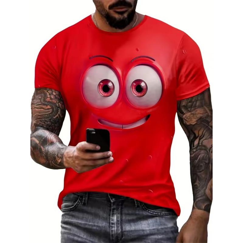 Men's Eye Pattern Printed T-shirt Casual Short-sleeved Round Neck 3D T-shirt Men's Summer Outdoor Clothing