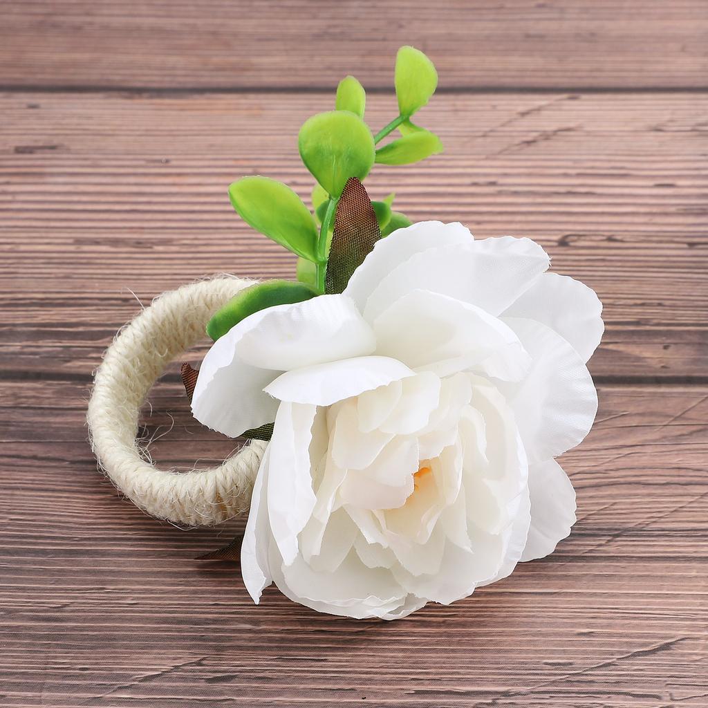 12Pcs Napkin Red Fruit Red Flowers Smoother Rugged Stylish Flower Napkin Ringfor Christmas Halloween