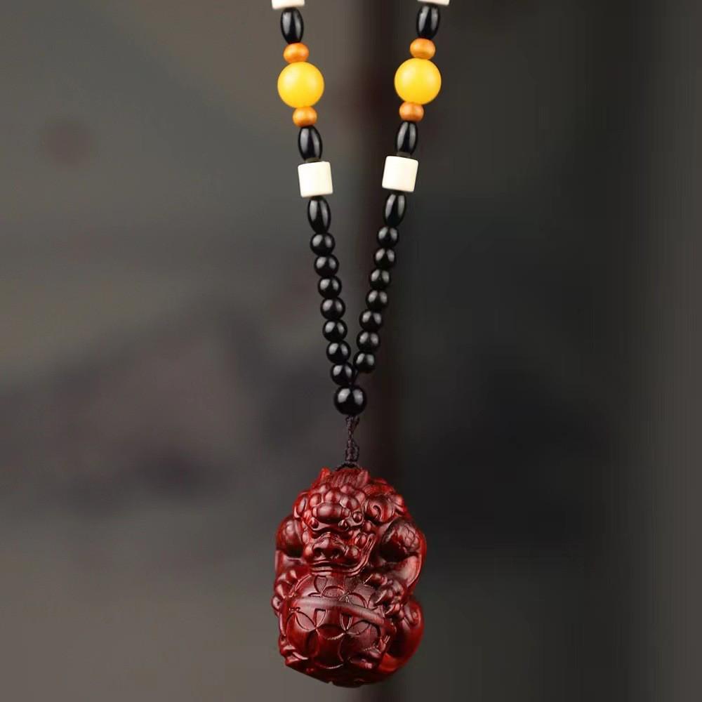 Small-Leaf Red Sandalwood Pendant: Wealth-Attracting Pixiu, Gourd, Dragon, Tortoise Design