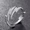 Punk Hip Hop Silver Color Zircon Lightning Open Rings for Men Fashion Jewelry Gift Creative Adjustable Ring