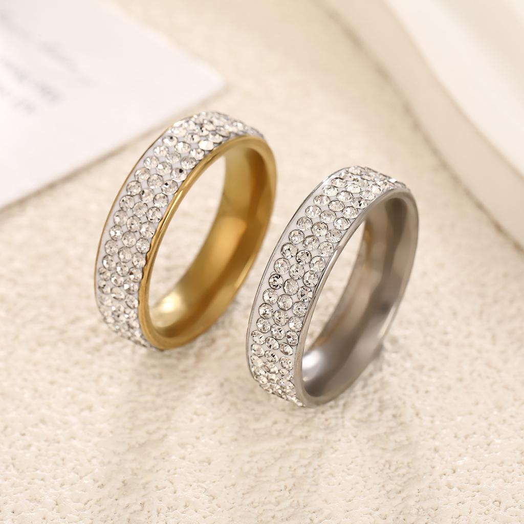 3/5 Row  Ring  Stainless Steel Wedding Engagement Rings For Women Men Jewelry Gift