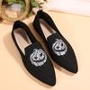 Breathable Shoes Women's 2025 Autumn New Flat Large Yard Pointed Toe Embroidery Color-blocking Lazy Shoes
