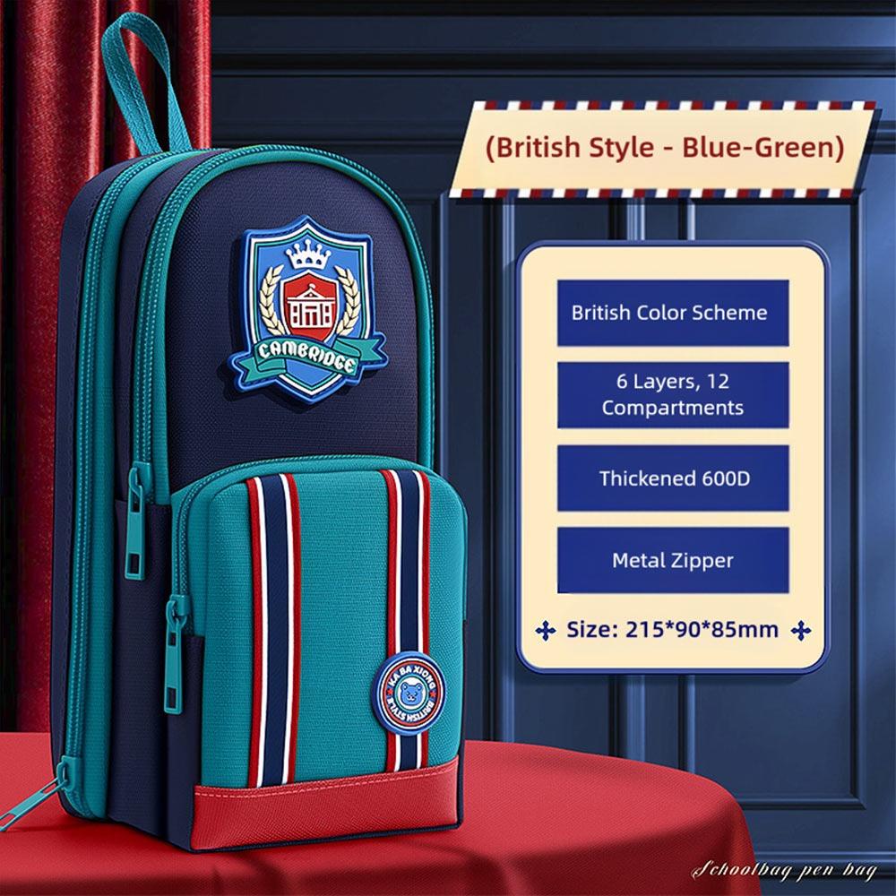 Six Layers Twelve Pockets Pencil Case Backpack Shape Stationery Organizer Pen Box  Students