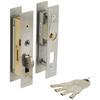 Nicchu Seisakusho Replacement Sliding Door Lock with Key, Dimple Cylinder Type, Silver, GA-800D-SL