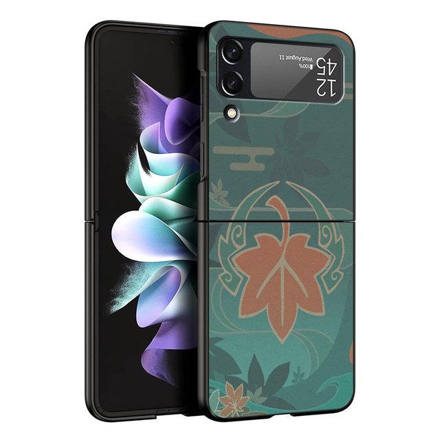 Schwarze Hüllen Hülle für Samsung Galaxy Zflip Z Flip 3 5g Z Flip 4 Zflip3 Flip4 Zflip4 Flip3 Genshin Impact Game Cover