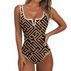 Women's Color-Blocked One-Piece swimsuit With A Sexy V-neck