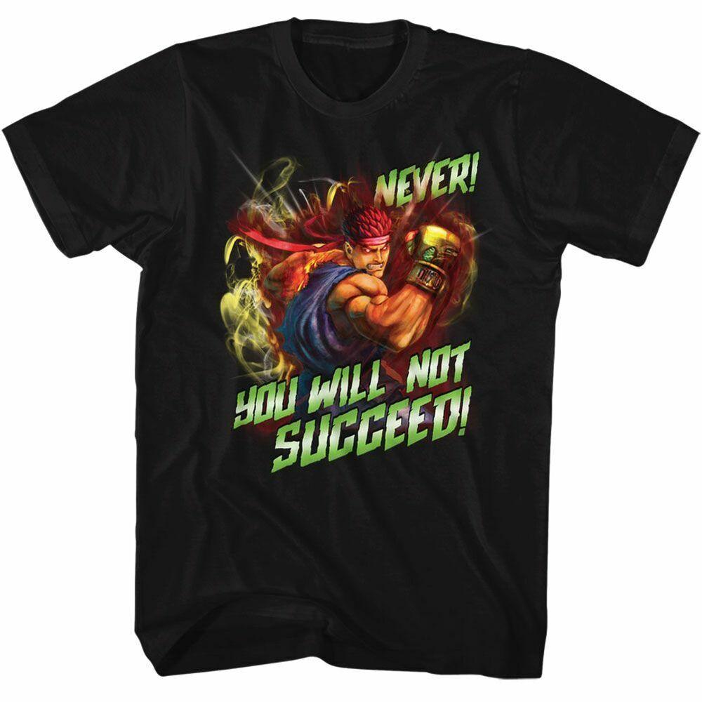 Street Fighter Never Succeed Black Adult T-Shirt Unisex T-Shirt XXL