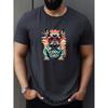 Cool Dad French Bulldog Graphic Print Men's Cotton Crew Neck T-Shirt Casual Daily Tee