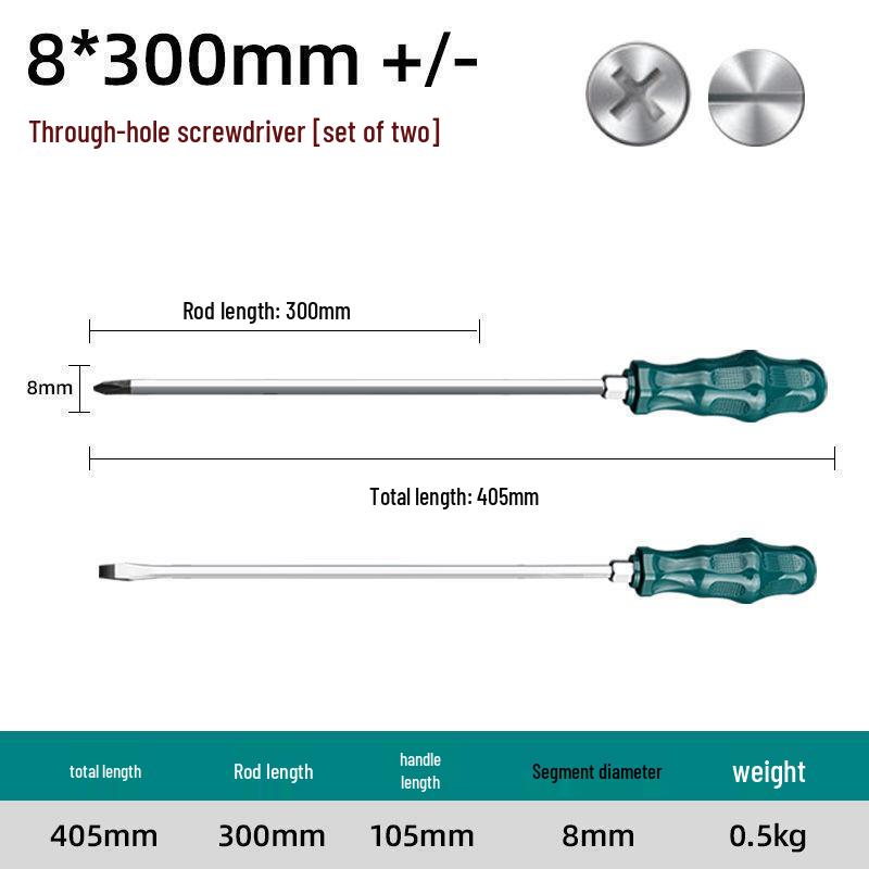 One-Word Industrial Magnetic Phillips & Flathead Screwdriver with Extra-Long Shank & Torx Impact Features