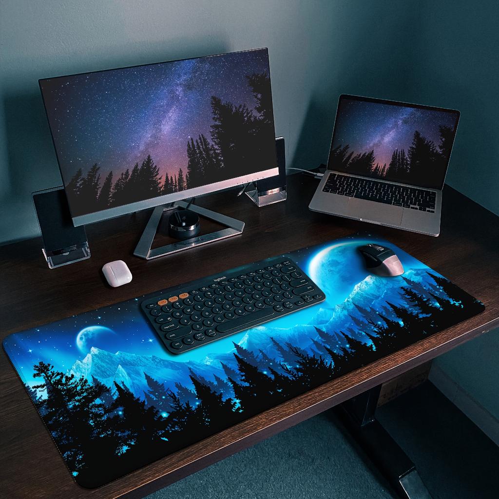 Moon Mountain Forest Large Anti-slip Rubber Material Gaming Mousepad Suitable for Laptop Computer Office Desktop Protection Mat