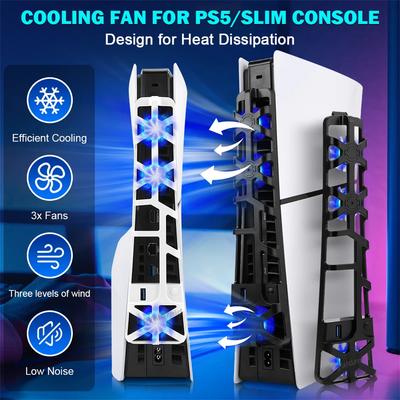 NEW For PS5 Slim Cooling Fan W LED Light Cooling System High Speed 1100RPM USB Cooler Fan For Playstation5 Slim Game Accessories