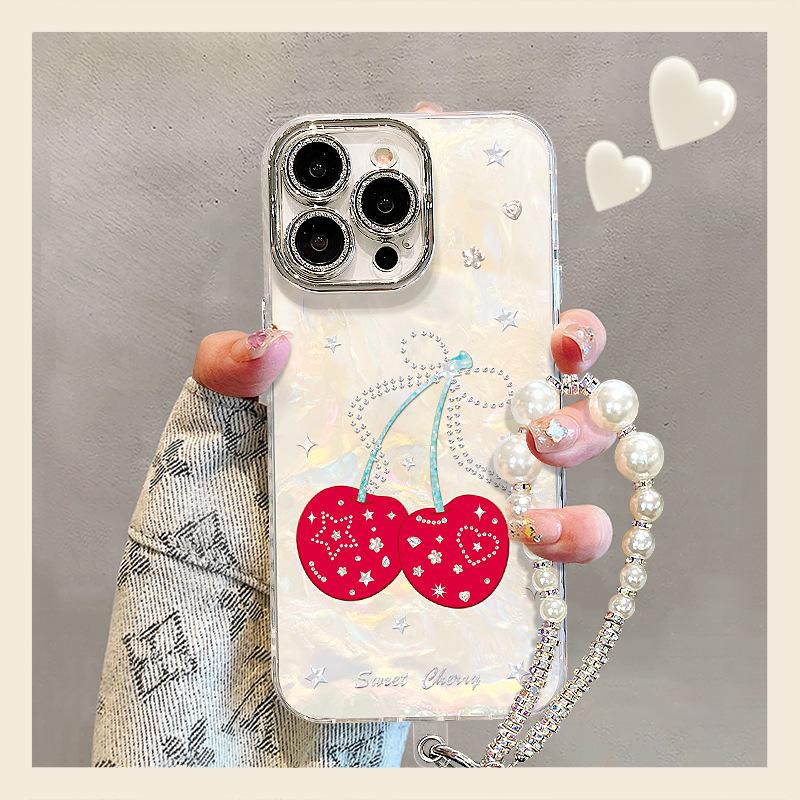 Cherry Bracelet Is Suitable for Apple 17promax Mobile Phone Case Iphone16 Niche 15 New Women's Models 14 Lens Film 13