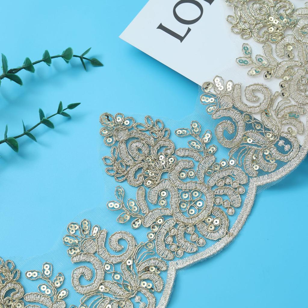 Golden Car Bone Children'S Clothing Performance Clothing Hanfu Ethnic Style Embroidery Lace, Stage Clothing Veil Accessories Beads 13Cm