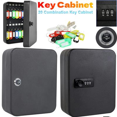 20PCS Key Cabinet Wall Mounted Key Box Combination Key Cabinet 20 Key Hooks Locking Key Organizer Security Lock Box