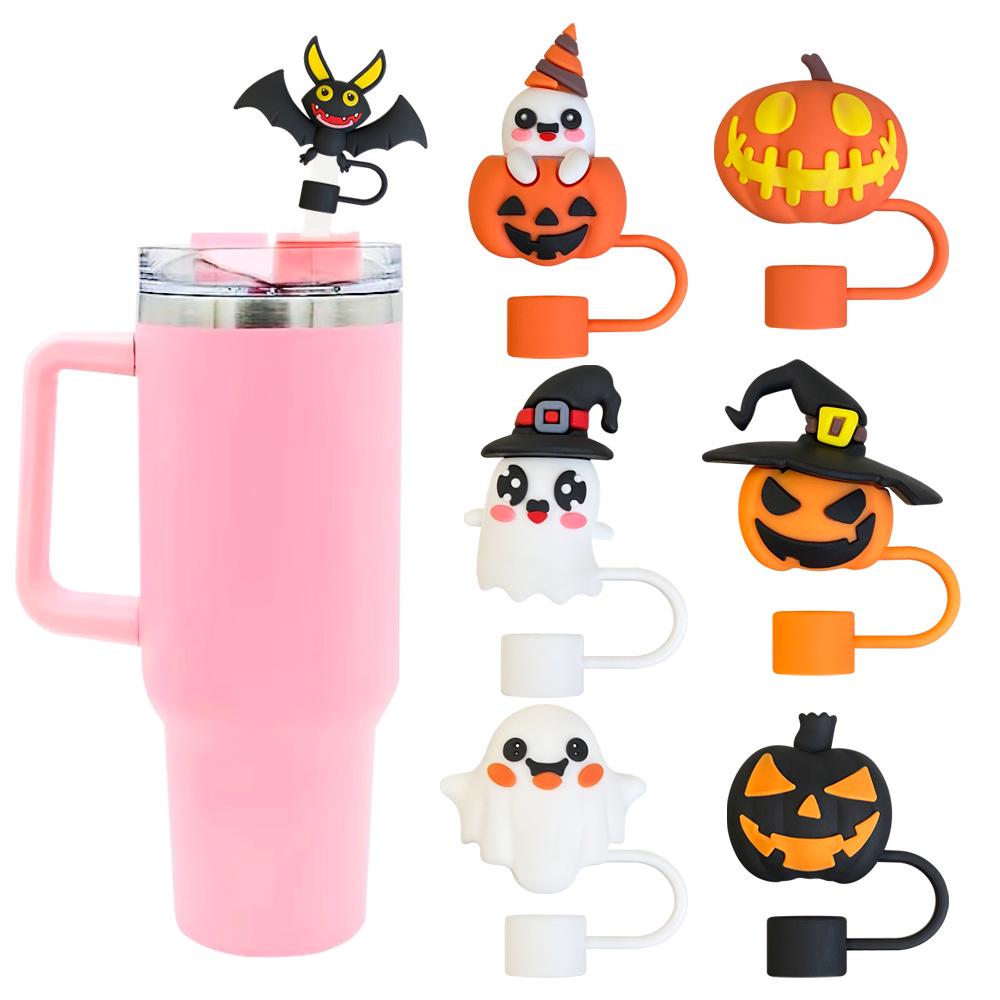 7-Piece Halloween Straw Cap Set with 10mm Dust Plugs - Decorative Accessories for Parties