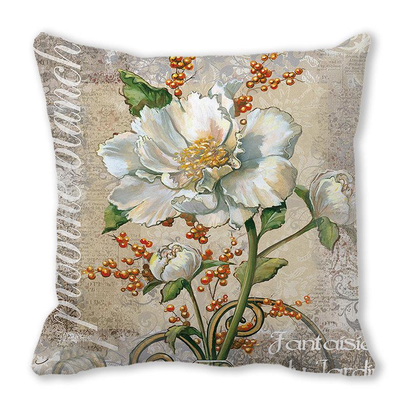 Green plants and flowers pattern series Digital printing short plush pillow covers for car sofa office cushion cover home goods