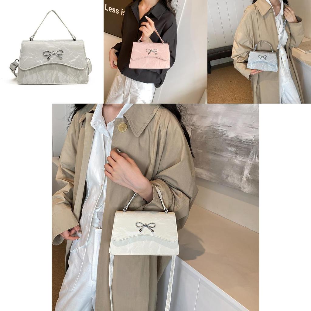 Elegant Bowknot Handbag For Women Chic Casual Small Square Shoulder Bag