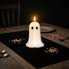 Realistic Wax Ghost Candle Halloween Flameless Candles, Battery Operated LED Flickering Light, Real Bedroom Nightstand Ornament Cute 3D Pillar