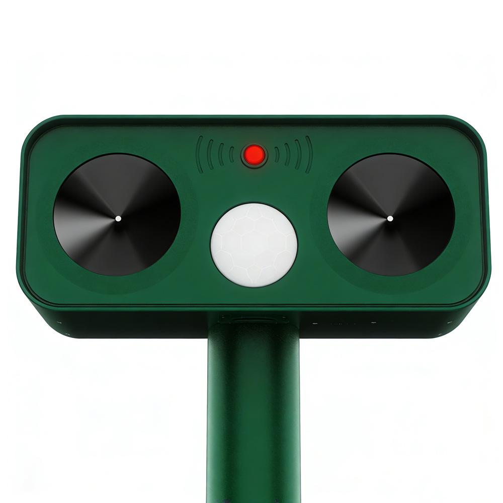Solar Ultrasonic Animal Repeller with Infrared, Strobe Light & Waterproof Design for Rodents, Cats, and Dogs