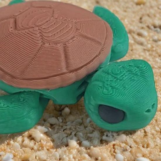 3D-gedruckte Schildkrötenverzierung, winzige Schildkrötenfigur mit beweglichen Gelenken, süßes Mini-Schildkröten-Fidget-Spielzeug für Kinder und Erwachsene, Stressabbau, Schreibtischzubehör