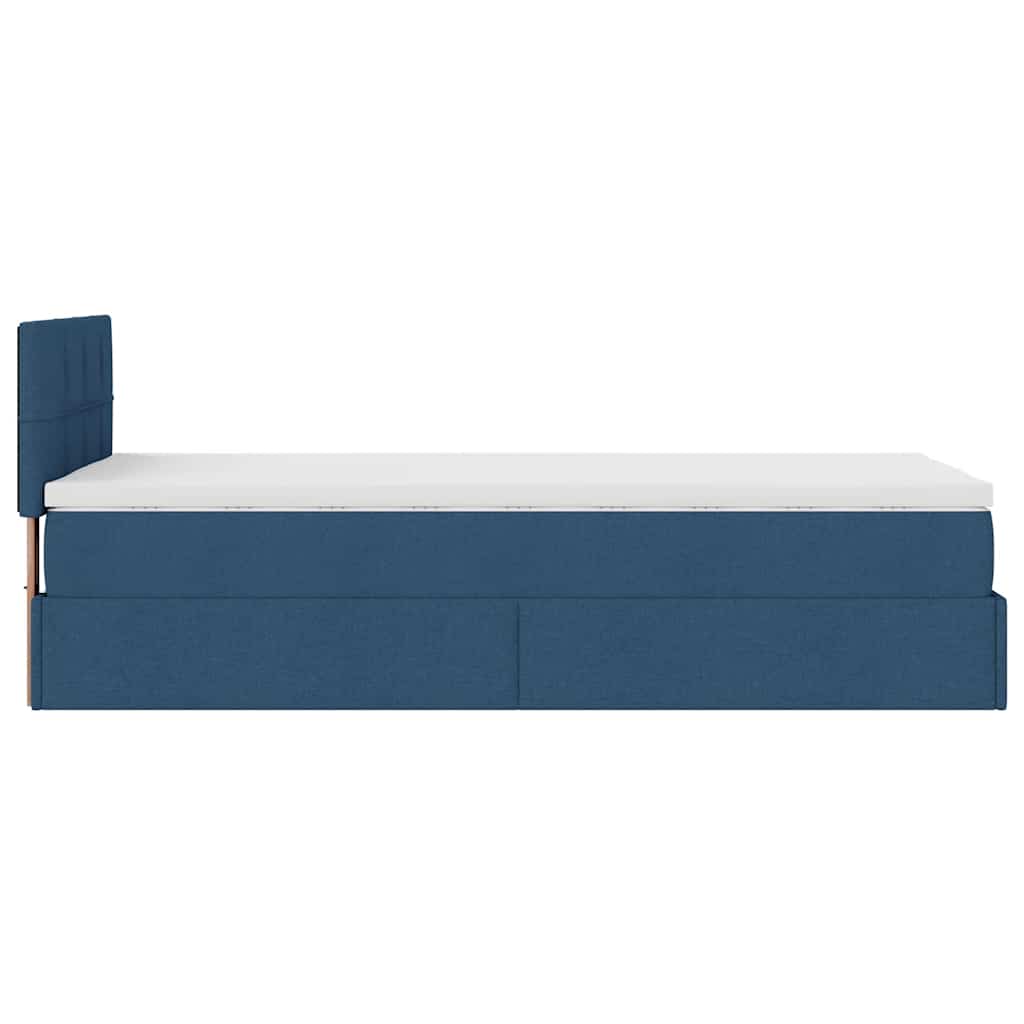 Ottoman Bed with Mattress Blue 90x200 Cm Fabric