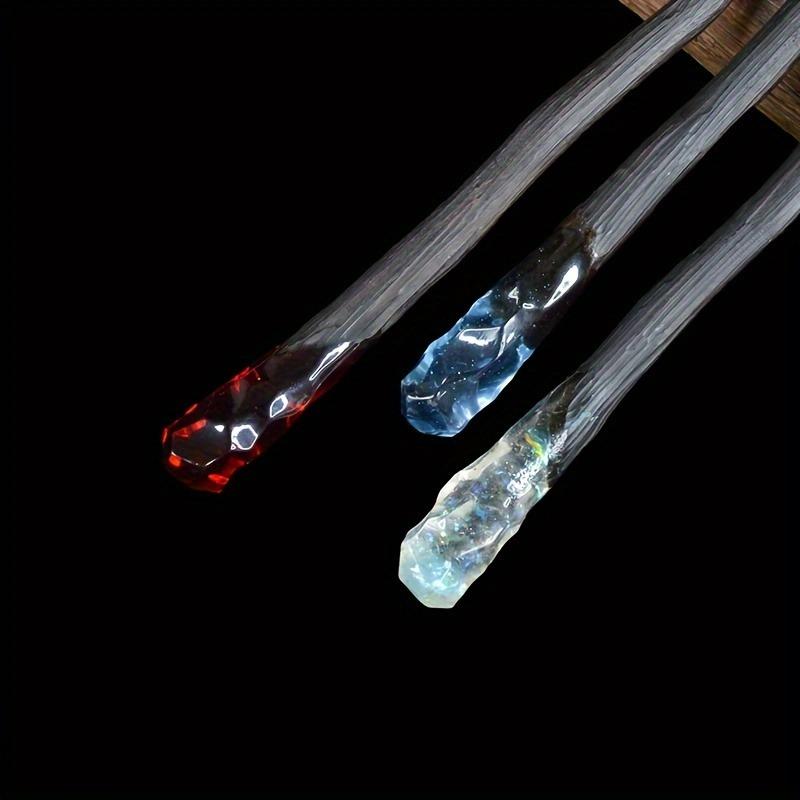 Natural Ebony Colored Crystal Women's Braided Hair Hairpin Qipao Hanfu Niche High-end Versatile Wooden Hairpin Hair Accessory