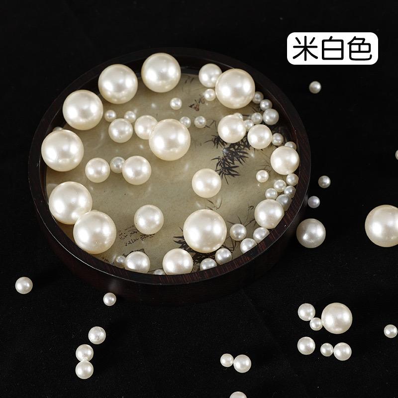 High Quality 3mm-40mm ABS Pearls With Hole Multi Sizes Nonporous Pearl Loose Beads Semicircle Plastic Pearls for Garment