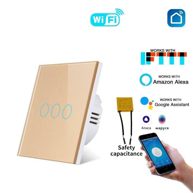 Russian Graffiti WiFi Smart Switch, Single Fire, App-Controlled, Voice-Activated, Glass Panel