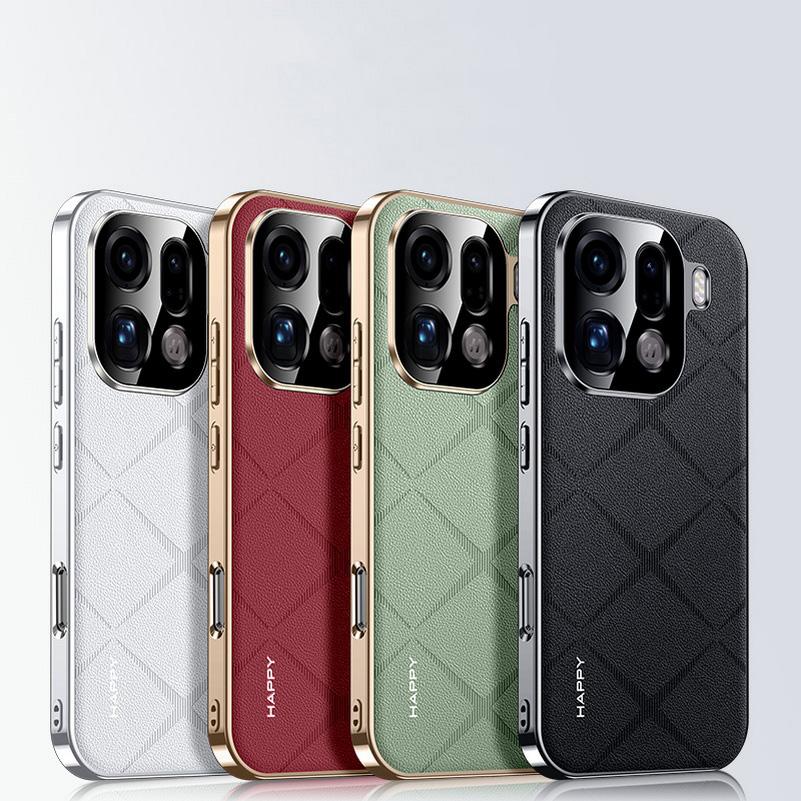 Einfache Leder + Kameraobjektiv-Schutzhülle Für OPPO Find X9 Pro Find X9 X8 Pro X7 Schlank Gute Textur Abdeckung