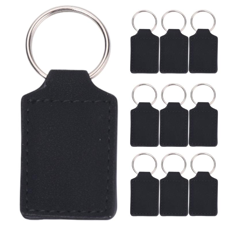 Pack Of 10 Sublimation Blank Keyring Pendant Heat Transfer PU Leather Keychains for Men Women Birthday Father's Day Gift