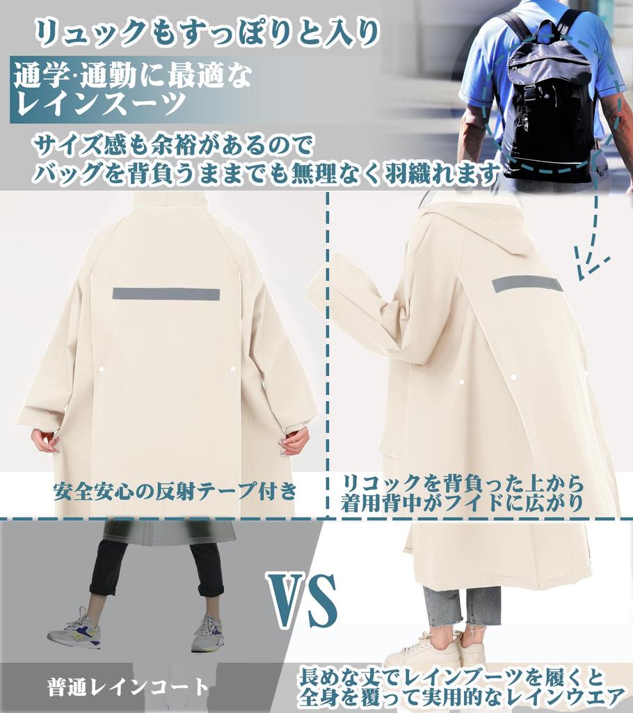 KASIMOY Raincoat for Men and Women with Double Transparent Rain Long Cycling Backpack Windproof and Rain Gear for Heavy and Rainy Unisex for Commuting