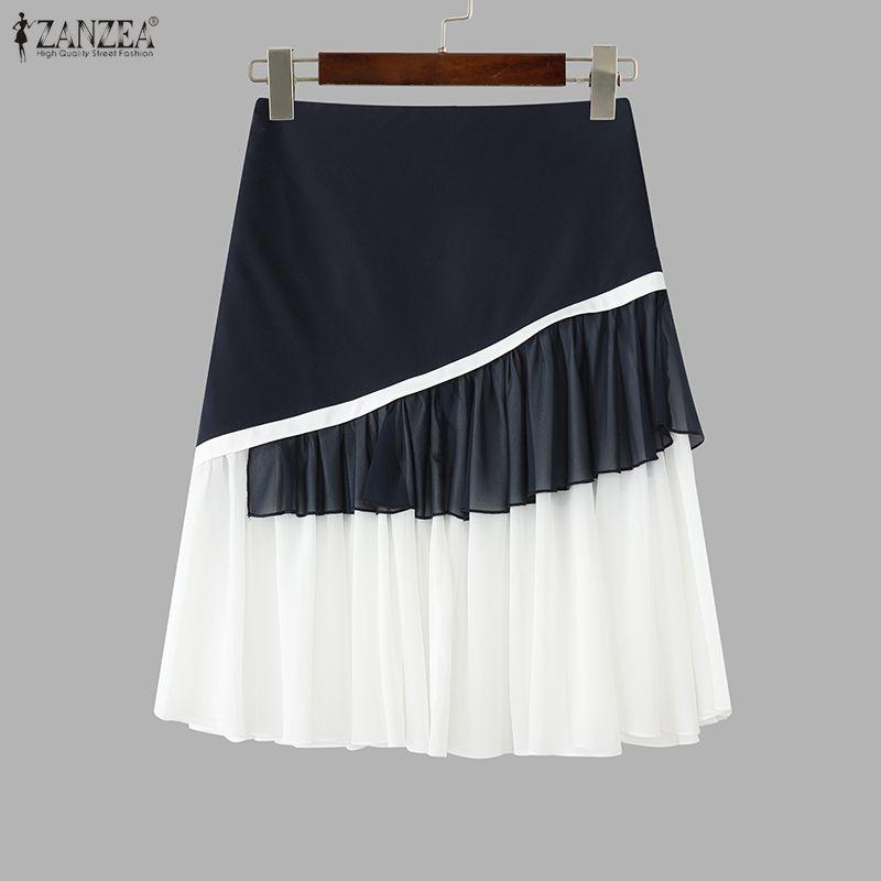 ZANZEA Women Summer Casual Splice Elegant Midi Skirts