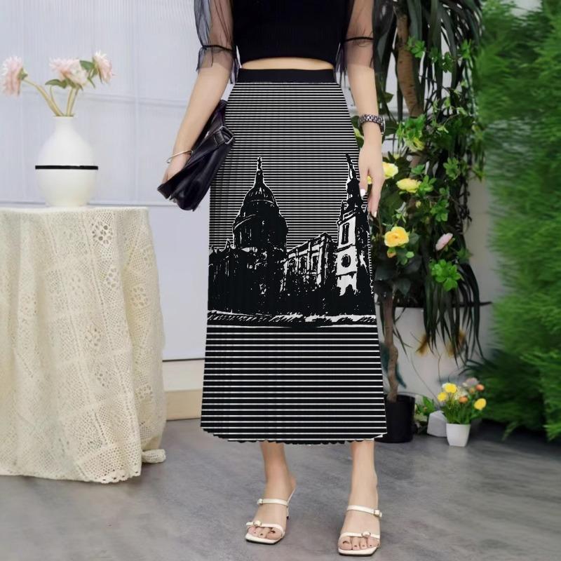 New Skirt Women's Eba Skirt Printed Skirt Pleated Skirt