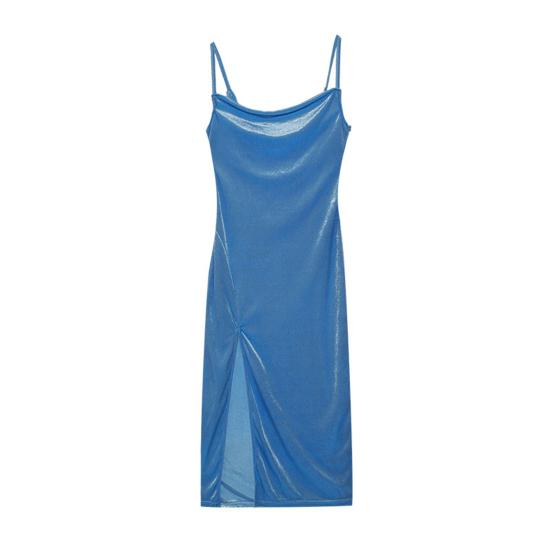 High Slit Bodycon Dress for Women Sleeveless Spaghetti Strap Going Out Midi Dress Sexy Cowl Neck Party Cocktail Dress