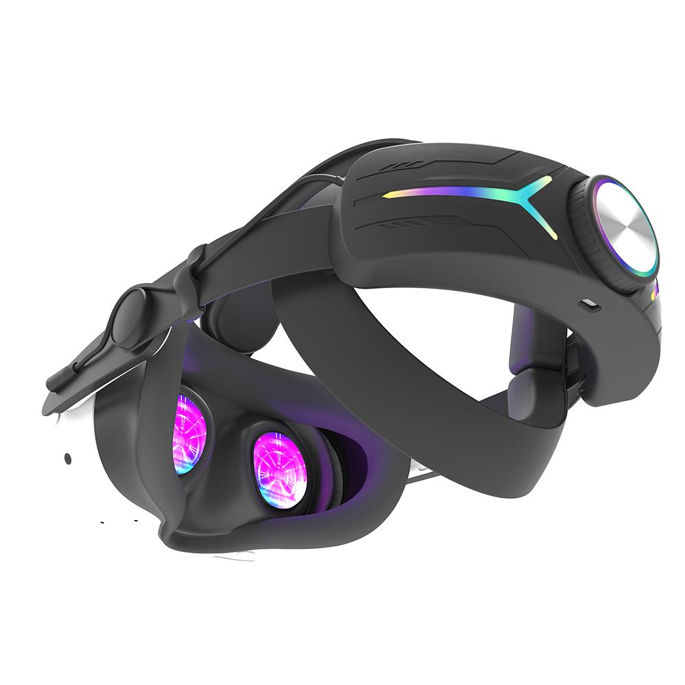 

Регулируемый RGB ремешок для головы 12000 мАч батарея продлить время игры в VR комфортный ремешок для головы повязка на голову для VR-гарнитуры Meta Quest 3S чёрный