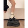 Black British Style Heightened Platform Small Leather Shoes 2025 Spring and Autumn with Skirt Retro Loafer Single Shoes