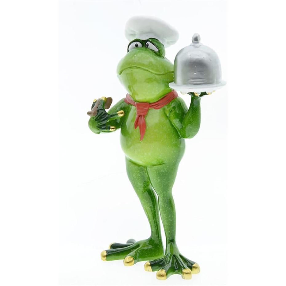 Queemie® Creative Standing Frog Figurine What s for Dinner Chef Decorative Resin Crafts Statue for Home Office Dining Room Decoration
