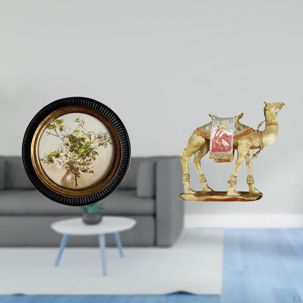 Antique European Resin Photo Frame And Camel Figurine Sculpture Ornate Wall Hanging Picture Display