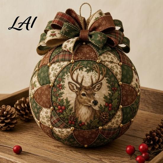 Einfaches Nähprojekt Gesteppter Stoff Weihnachtsbaumschmuck Kugel DIY-Kit Patchwork Bastelmaterial-Set Bastelbedarf für Erwachsene für Anfänger Handgefertigtes Weihnachten