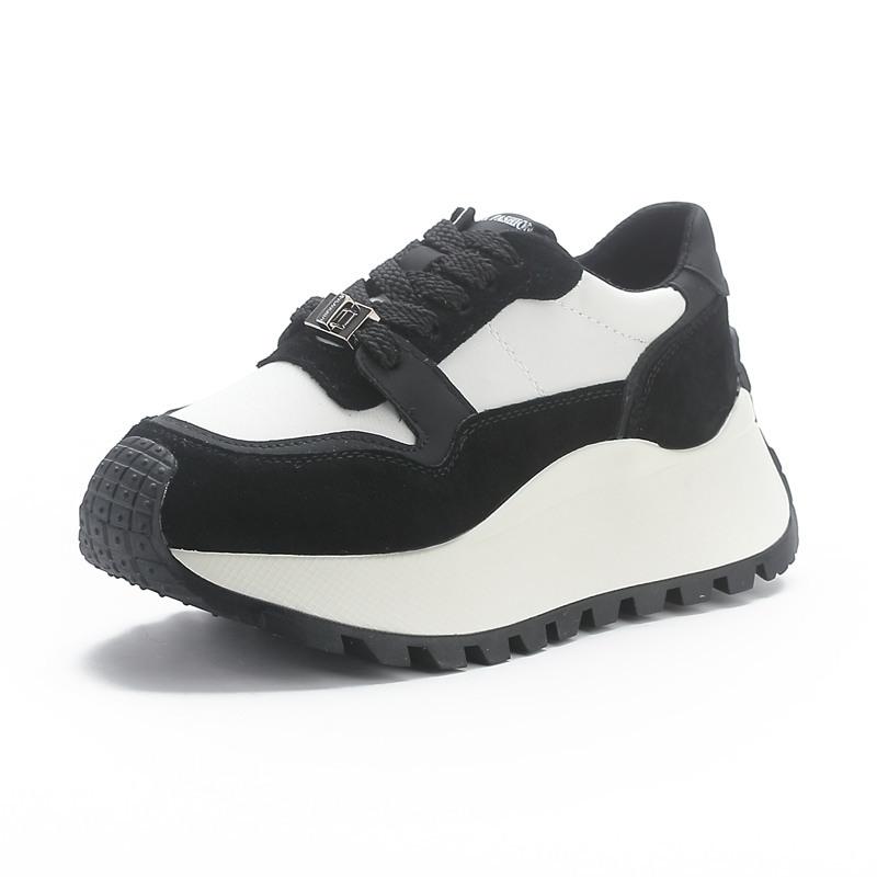 Frühling neue lässige Schuhe Damen Schnürung dicke Sohle flache Sohle Sportschuhe rutschfest Muffin Single Shoes